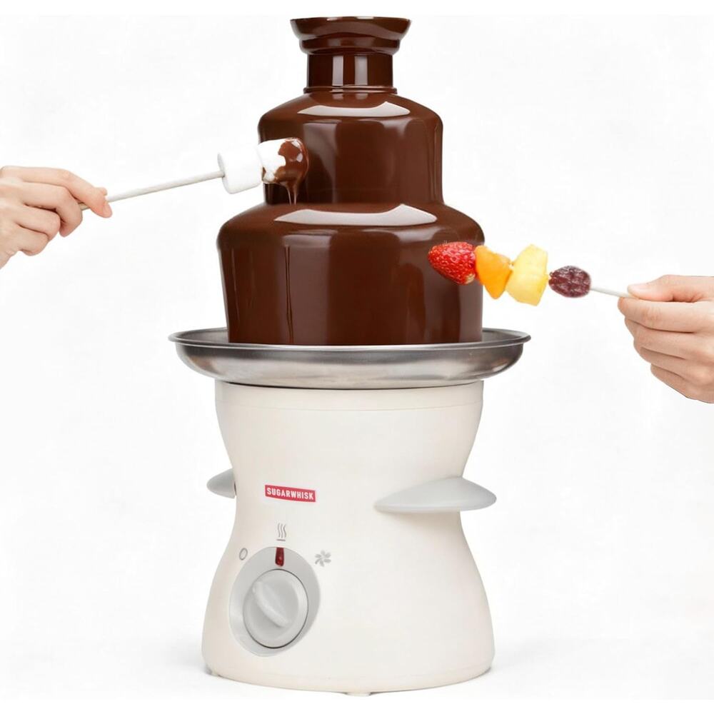 Sugarwhisk 3 Tier Mini Chocolate Fountain Machine, Easy to Use & Clean, Parties